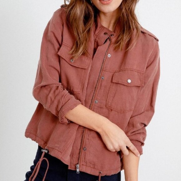 Rails Revolve Collins Burgundy Rust Utility Snap Zip Cinching Tencel Jacket - Picture 1 of 16